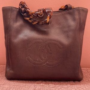 Chanel brown leather tote